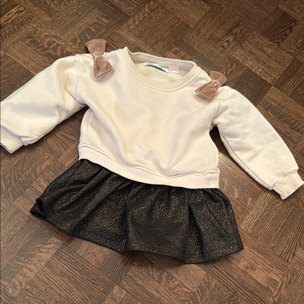 Zara Cream & Brown sweat-shirt dress size 3T